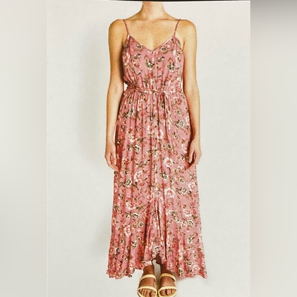 New Sangria Mauve Pink Floral Ruffle High Low Maxi Dress size XXL‎